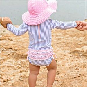 Ruffle Butts Seersucker one piece swim